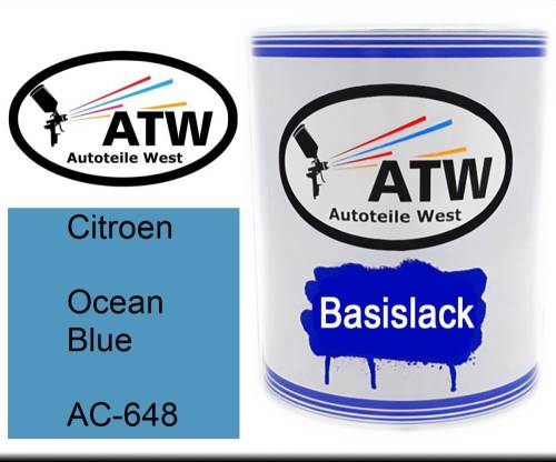 Citroen, Ocean Blue, AC-648: 1L Lackdose, von ATW Autoteile West.